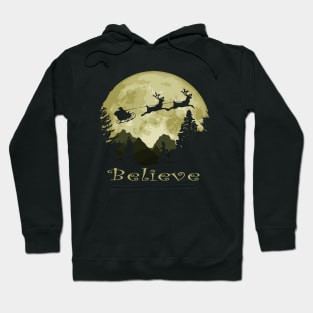 Santa Claus And Moon Believe Hoodie